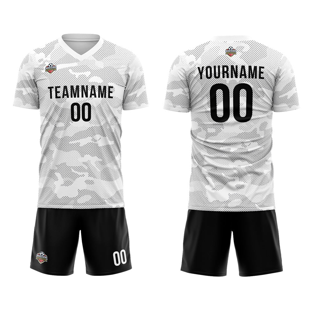Custom Soccer Jerseys for Men Women Personalized Soccer Uniforms for Adult and Kid White-Black enthsush