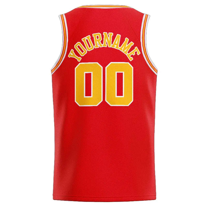 Custom Stitched Basketball Jersey for Men, Women And Kids Red-Yellow-White enthsush