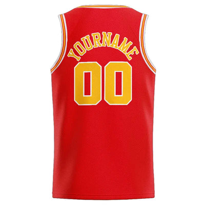 Custom Stitched Basketball Jersey for Men, Women And Kids Red-Yellow-White enthsush