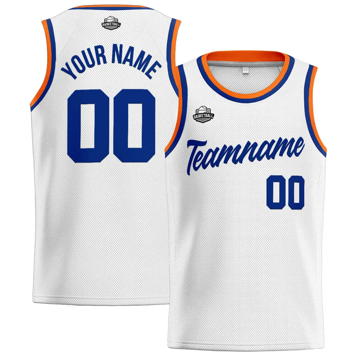 Custom Stitched Basketball Jersey for Men, Women  And Kids White-Royal-Orange enthsush
