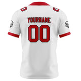 Custom White Red Football Jersey Personalized Football Shirts for Men Women  Printed Team Name Number Logo