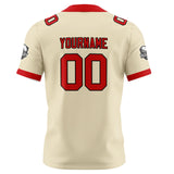 Custom Cream Red Football Jersey Personalized Football Shirts for Men Women  Printed Team Name Number Logo