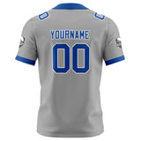 Custom Grey Blue Football Jersey Personalized Football Shirts for Men Women  Printed Team Name Number Logo