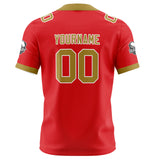 Custom Red Gold Football Jersey Personalized Football Shirts for Men Women  Printed Team Name Number Logo