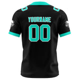 Custom Black Cyan Football Jersey Personalized Football Shirts for Men Women  Printed Team Name Number Logo