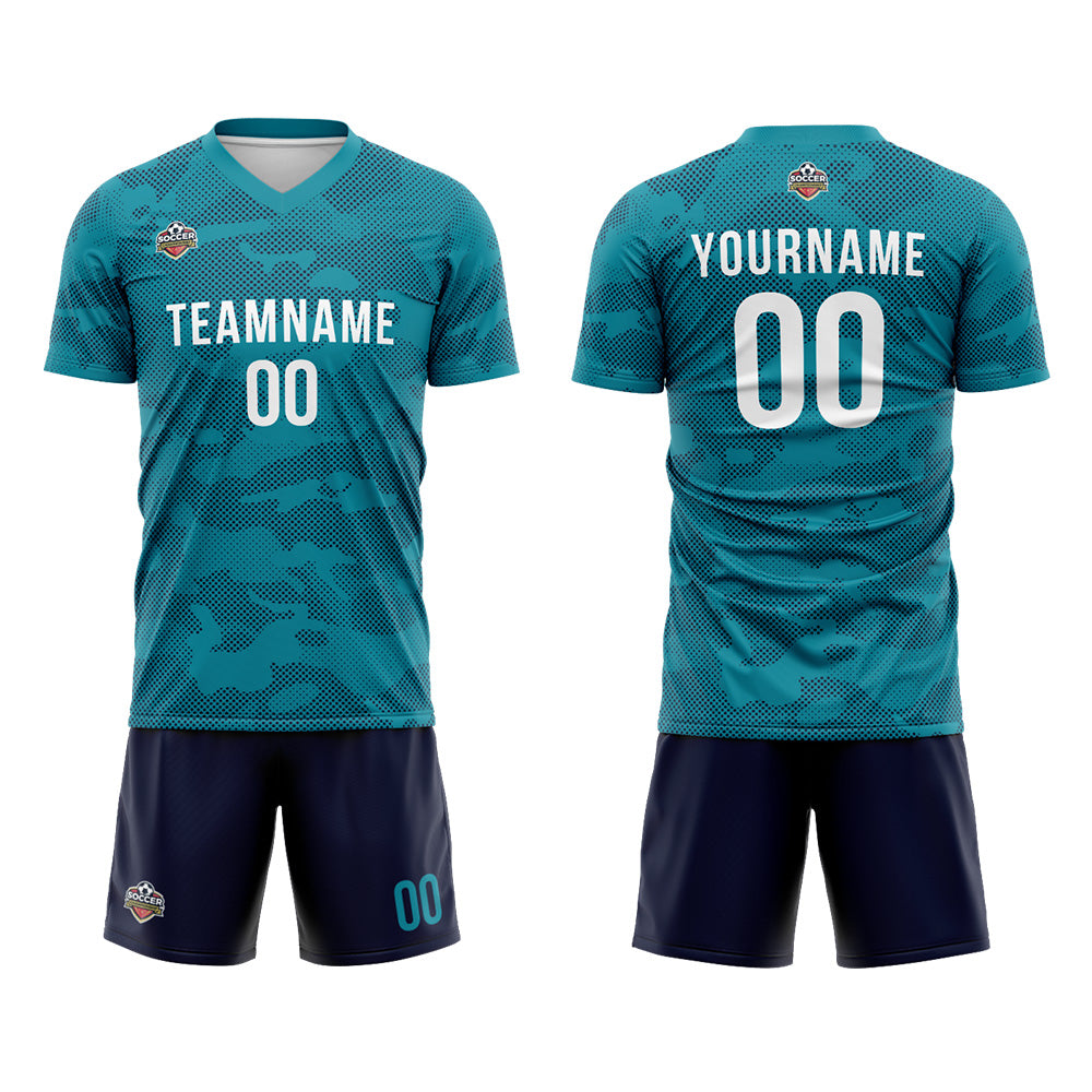 Custom Soccer Jerseys for Men Women Personalized Soccer Uniforms for Adult and Kid Teal-Navy enthsush