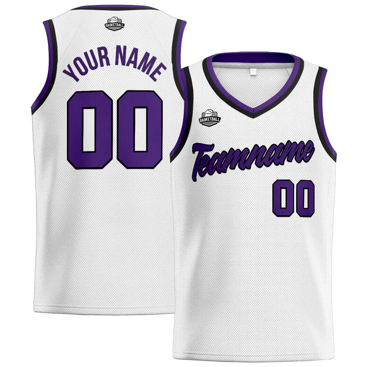Custom Stitched Basketball Jersey for Men, Women  And Kids White-Purple-Black enthsush