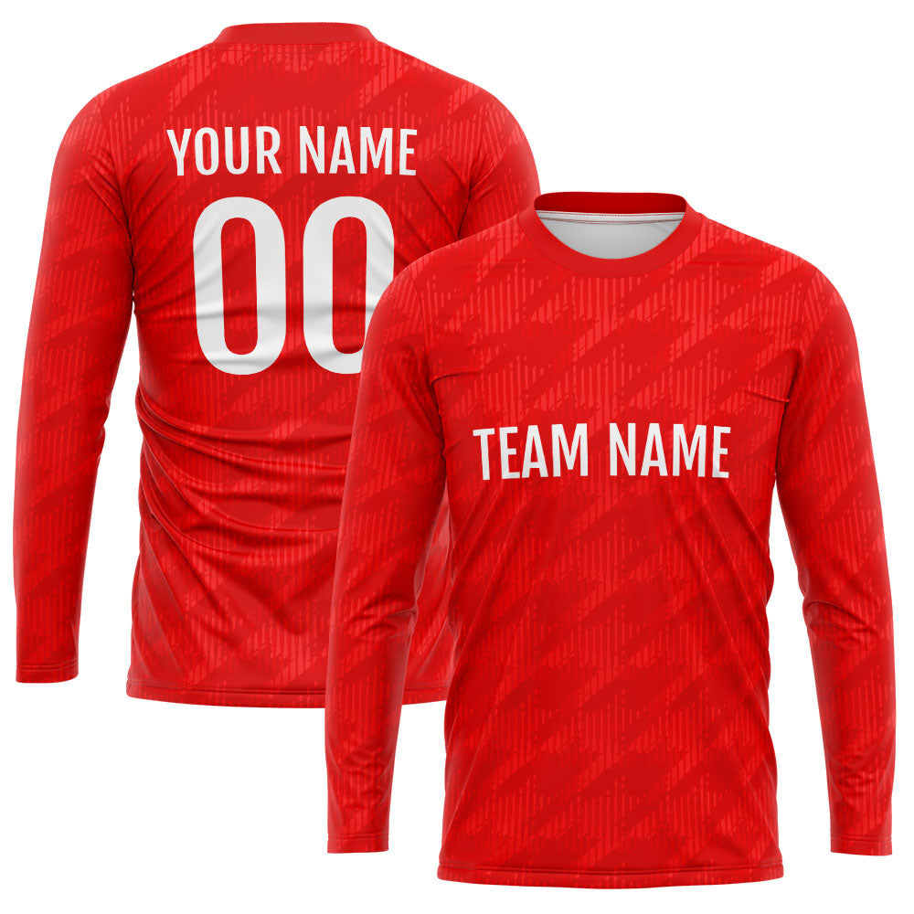 Custom Basketball Soccer Football Shooting Long T-Shirt for Adults and Kids Red enthsush