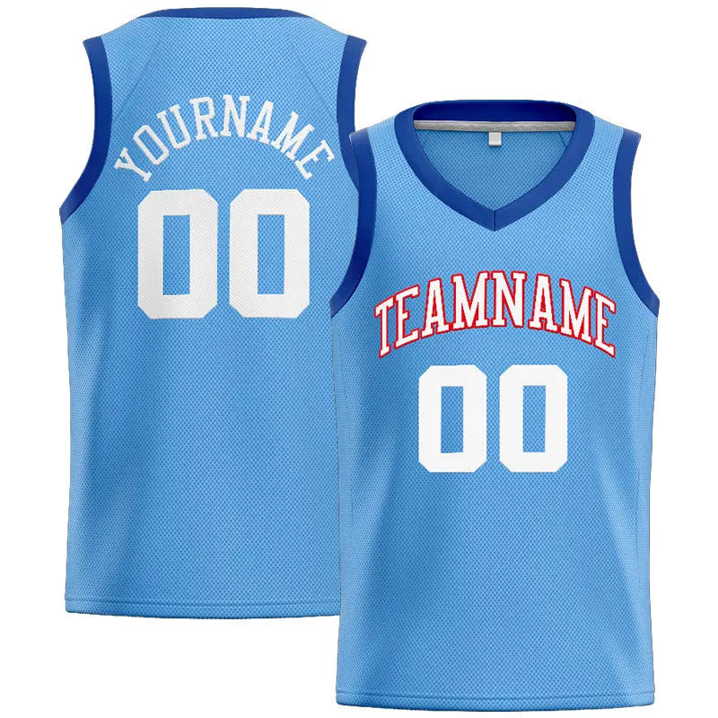 Custom Stitched Basketball Jersey for Men, Women And Kids Light Blue-Royal-White-Red enthsush