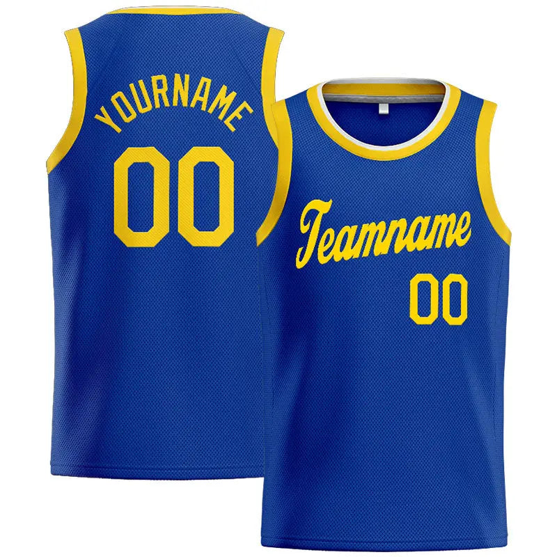 Custom Stitched Basketball Jersey for Men, Women And Kids Royal-Yellow-White enthsush