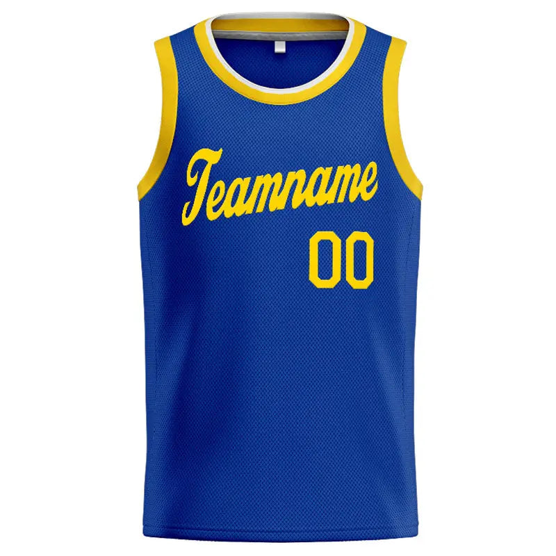 Custom Stitched Basketball Jersey for Men, Women And Kids Royal-Yellow-White enthsush