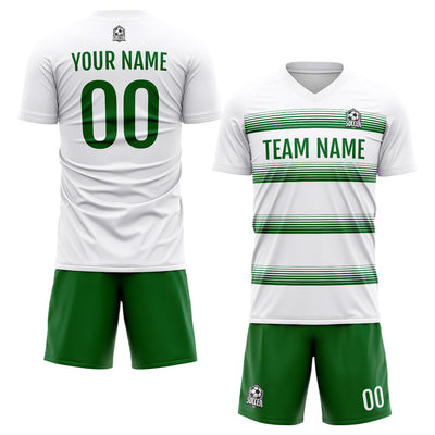 Custom Soccer Jerseys for Men Women Personalized Soccer Uniforms for Adult and Kid White-Green enthsush