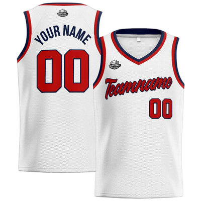 Custom Stitched Basketball Jersey for Men, Women  And Kids White-Red-Navy enthsush