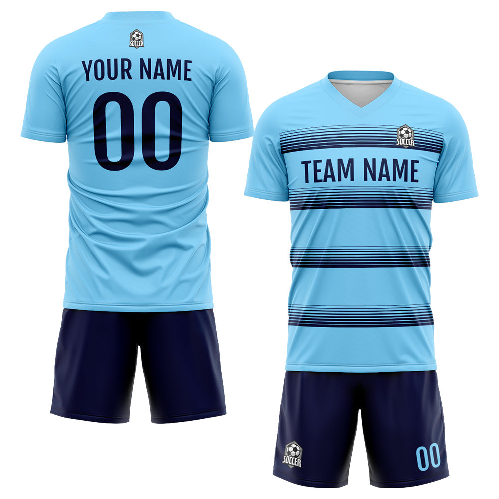 Custom Soccer Jerseys for Men Women Personalized Soccer Uniforms for Adult and Kid Light Blue-Navy enthsush