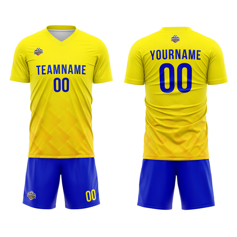 Custom Soccer Jerseys for Men Women Personalized Soccer Uniforms for Adult and Kid Yellow-Blue