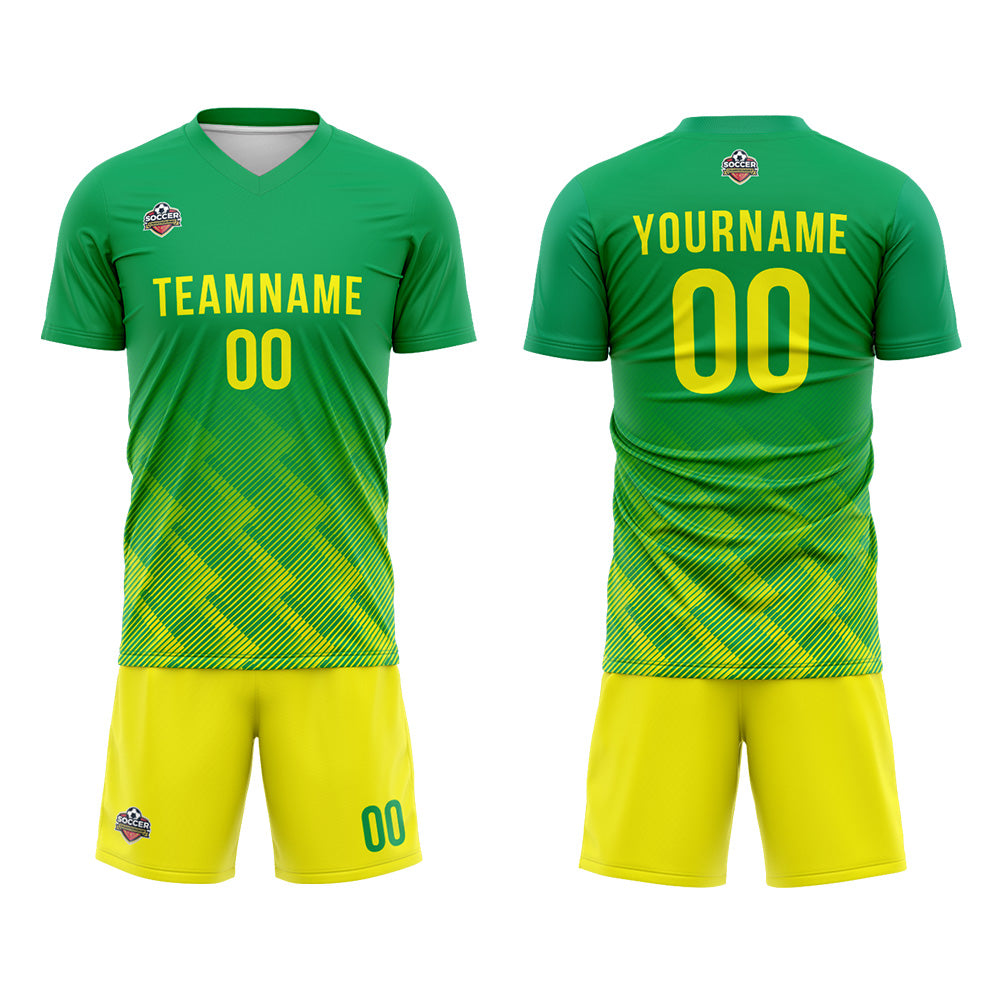 Custom Soccer Jerseys for Men Women Personalized Soccer Uniforms for Adult and Kid Green-Yellow enthsush