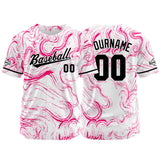 Custom Full Print Design Authentic Baseball Jersey white-pink