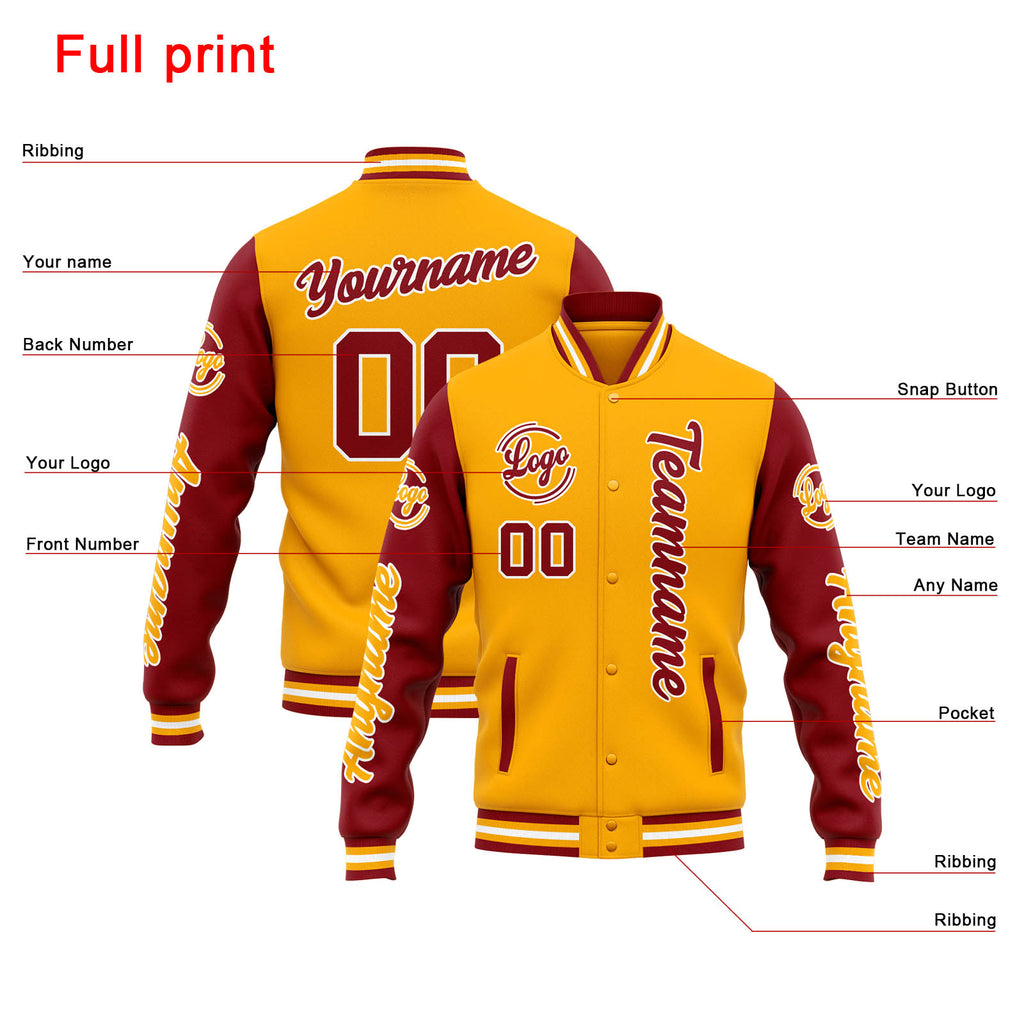 Custom Varsity Jacket Letterman jacket for Men, Women and Youth Orange Red enthsush