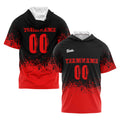 Custom Black Red Short Sleeve Hoodies for Men Women Shirts with Hoods Printed Name Logo enthsush