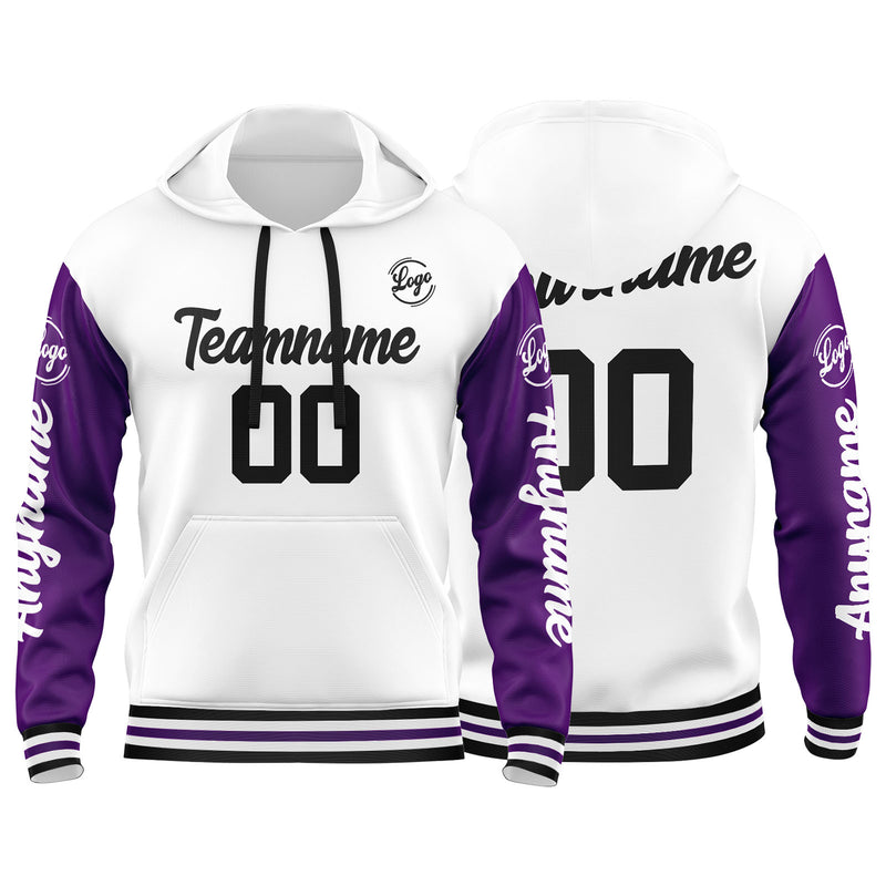 Custom Purple White Sweatshirt Hoodie For Men Women Girl Boy Print Your Logo Name Number