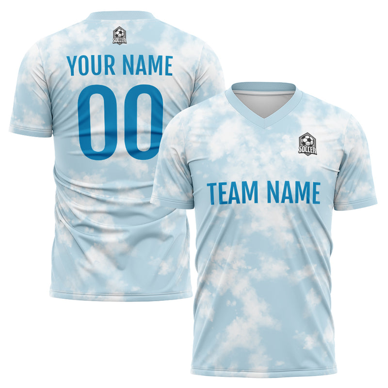 Custom Soccer Jerseys for Men Women Personalized Soccer Uniforms for Adult and Kid Light Blue-White
