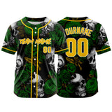 Custom Baseball Jersey Personalized Baseball Shirt for Men Women Kids Youth Teams Stitched and Print Green&Yellow
