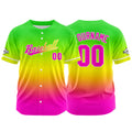 Custom Full Print Design Authentic Baseball Jersey rose red-yellow-green enthsush