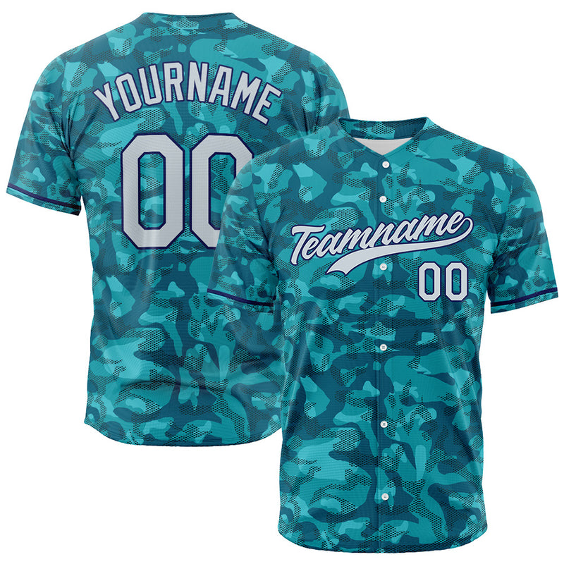 Custom Full Print Design Authentic Baseball Jersey green camouflage