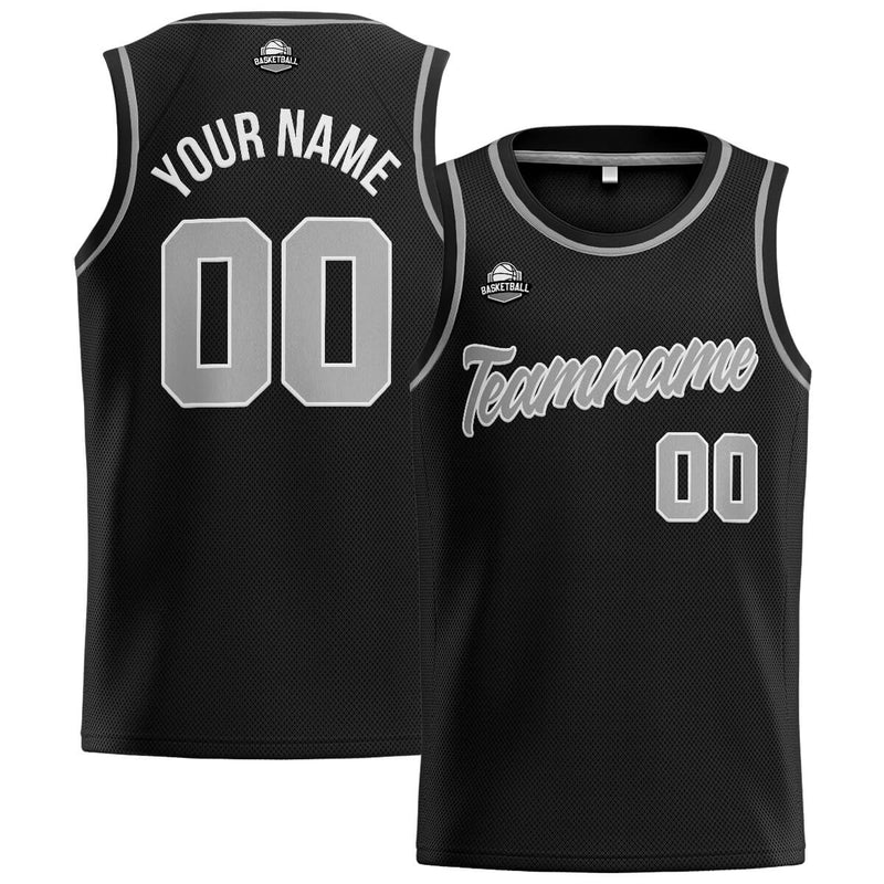 Custom Stitched Basketball Jersey for Men, Women  And Kids Black-Gray