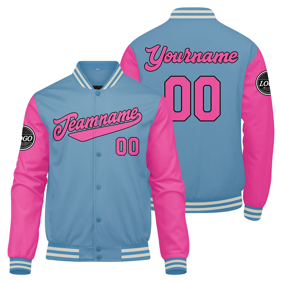 Custom Varsity Jacket Letterman jacket for Men, Women and Youth Pink enthsush