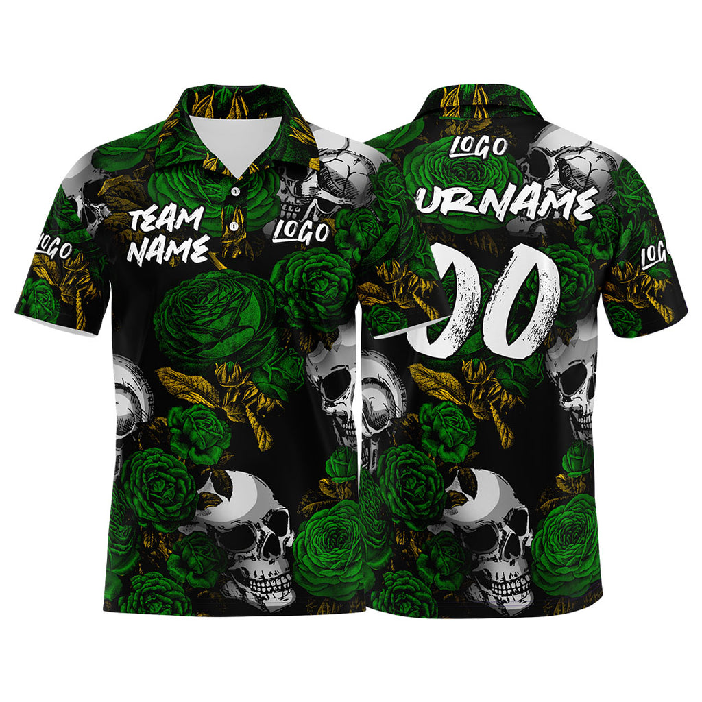 Custom Football Polo Shirts  Add Your Unique Logo/Name/Number Green&Yellow enthsush