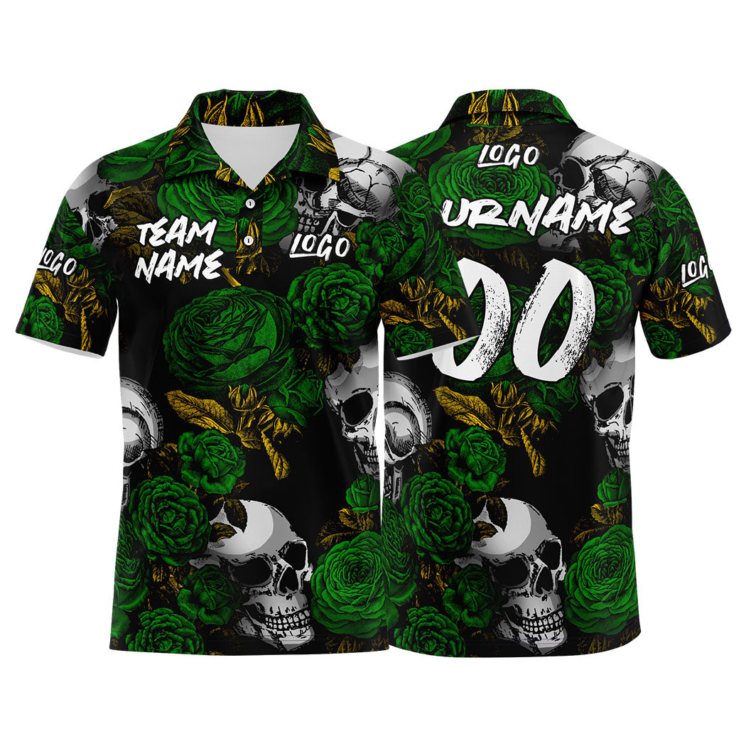 Custom Football Polo Shirts  Add Your Unique Logo/Name/Number Green&Yellow enthsush