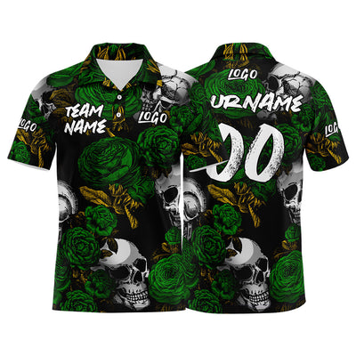 Custom Football Polo Shirts  Add Your Unique Logo/Name/Number Green&Yellow enthsush