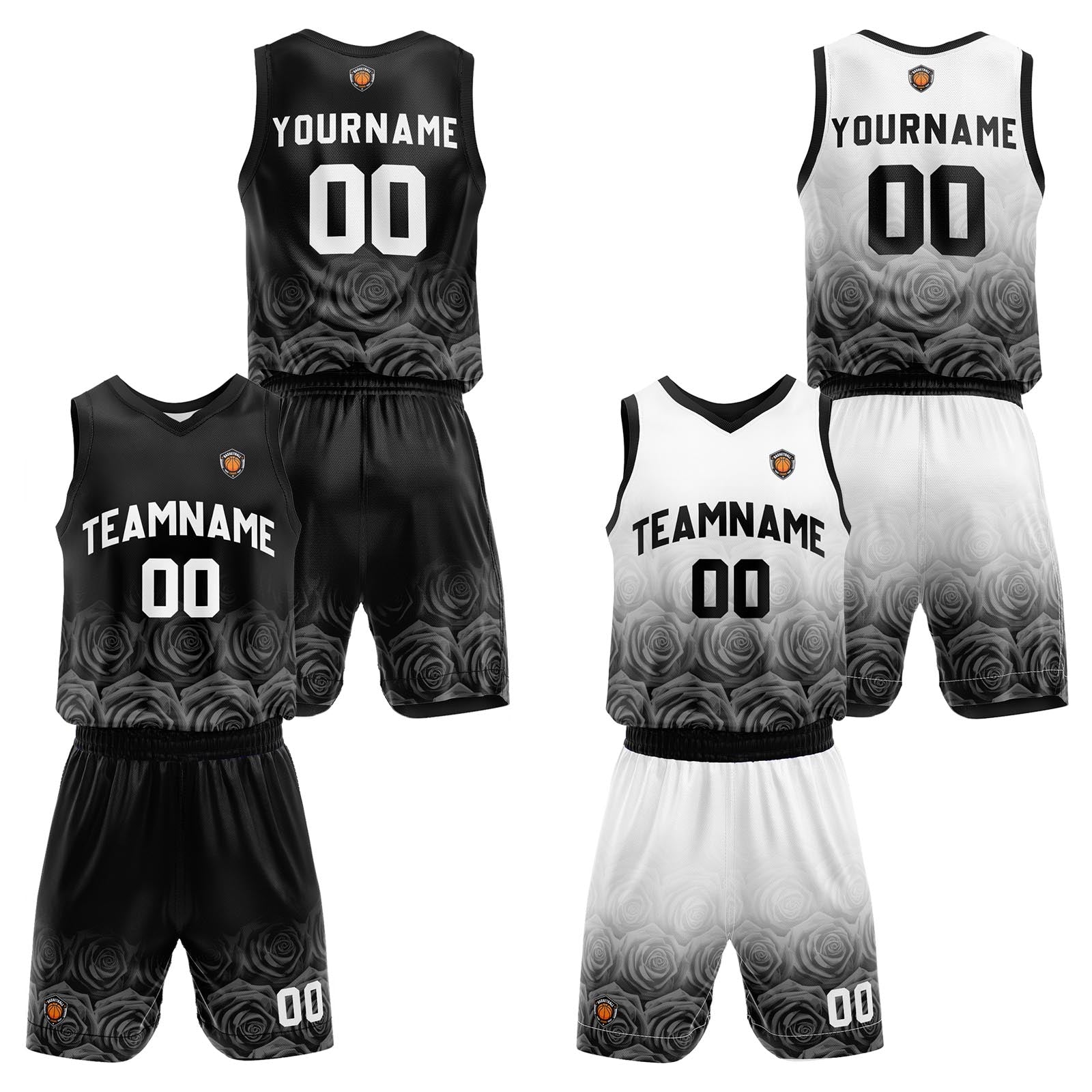 Custom Rose Grey Reversible Basketball Suit for Adults and Kids Personalized Jersey enthsush