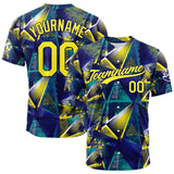 Custom Full Print Design Authentic Baseball Jersey yellow-blue