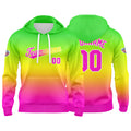 Custom Gradient Hoodie For Man Woman Girl Boy Print Your Logo Name Number Green Yellow Pink enthsush