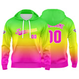 Custom Gradient Hoodie For Man Woman Girl Boy Print Your Logo Name Number Green Yellow Pink