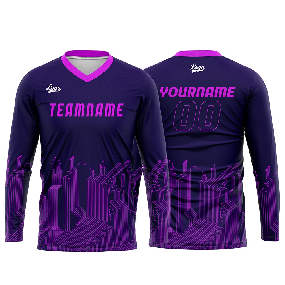 Custom Purple Basketball Soccer Football Shooting Long T-Shirt for Adults and Kids enthsush