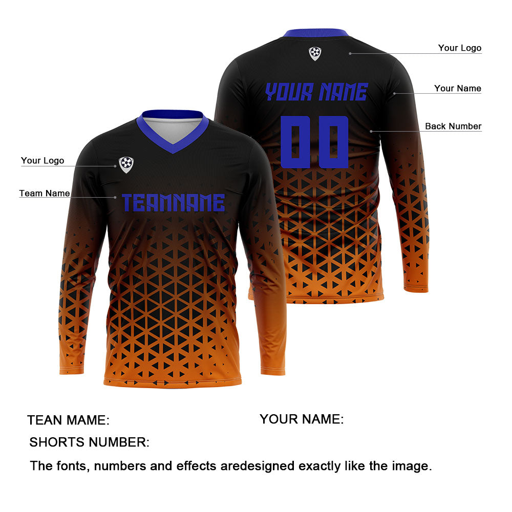 Custom Orange Blue Basketball Soccer Football Shooting Long T-Shirt for Adults and Kids enthsush