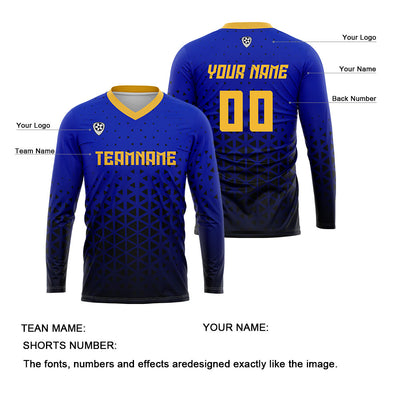 Custom Blue Yellow Basketball Soccer Football Shooting Long T-Shirt for Adults and Kids enthsush