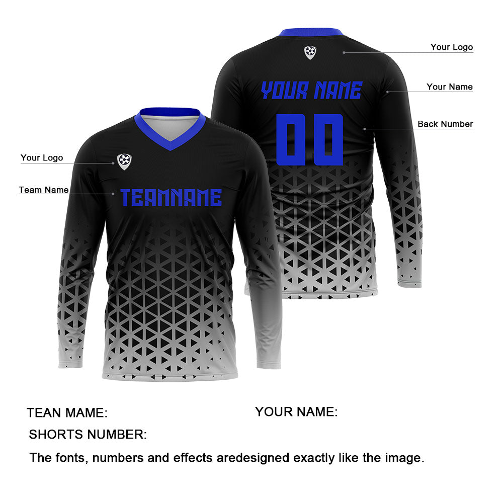 Custom Gray Blue Basketball Soccer Football Shooting Long T-Shirt for Adults and Kids enthsush