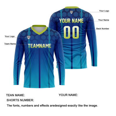 Custom Blue Green Basketball Soccer Football Shooting Long T-Shirt for Adults and Kids enthsush
