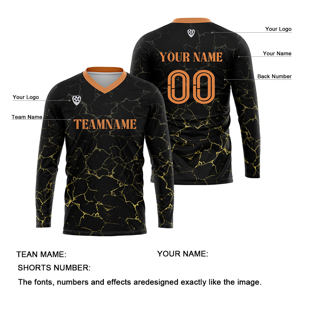 Custom Black Orange Basketball Soccer Football Shooting Long T-Shirt for Adults and Kids enthsush