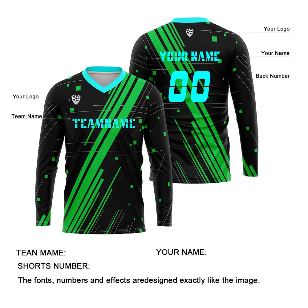 Custom Green Cyan Basketball Soccer Football Shooting Long T-Shirt for Adults and Kids enthsush