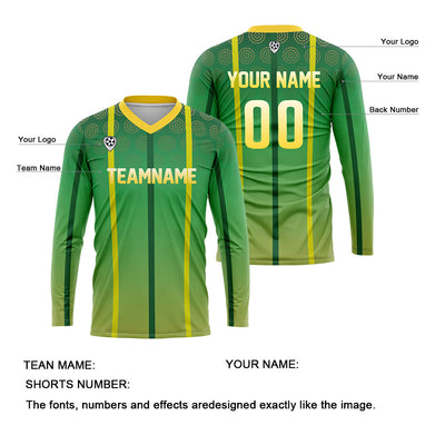 Custom Green Yellow Basketball Soccer Football Shooting Long T-Shirt for Adults and Kids enthsush