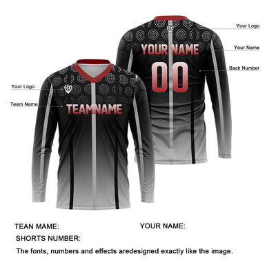 Custom Black Red Basketball Soccer Football Shooting Long T-Shirt for Adults and Kids enthsush