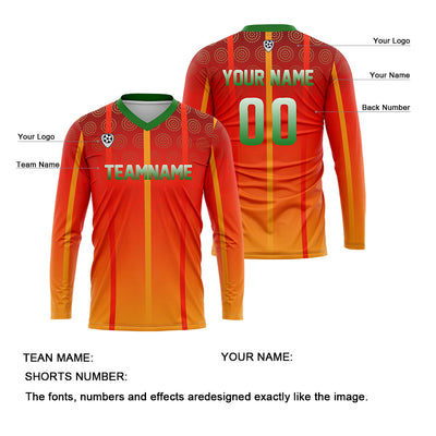 Custom Orange Green Basketball Soccer Football Shooting Long T-Shirt for Adults and Kids enthsush