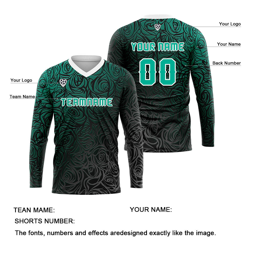 Custom Blue Green Basketball Soccer Football Shooting Long T-Shirt for Adults and Kids enthsush