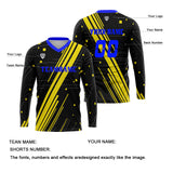Custom Blue Yellow Basketball Soccer Football Shooting Long T-Shirt for Adults and Kids