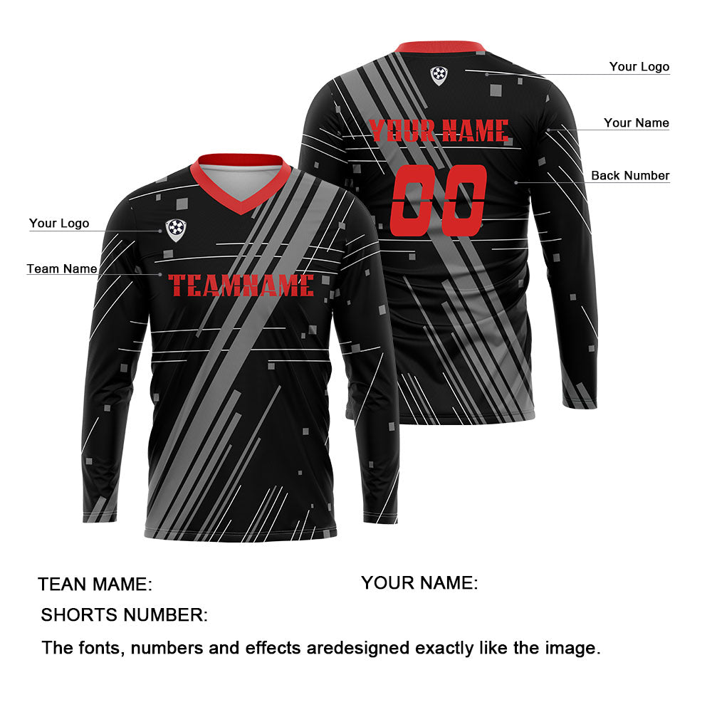 Custom Gray Red Basketball Soccer Football Shooting Long T-Shirt for Adults and Kids enthsush